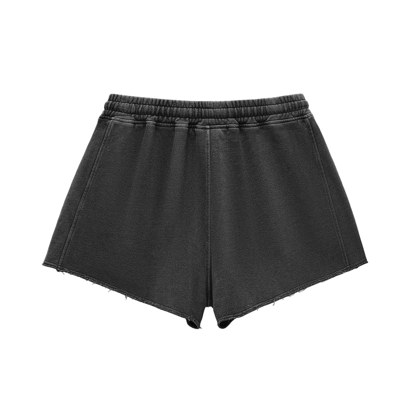 "Hussle" Snow Washed Raw Edge Drawstring Shorts